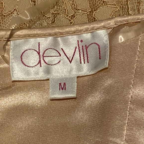 Devlin Lace Bustier Tan Strapless Cocktail Dress M - Picture 3 of 7